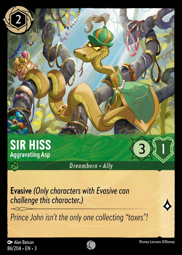 Sir Hiss - Aggravating Asp — Disney Lorcana Character card from Into the Inklands