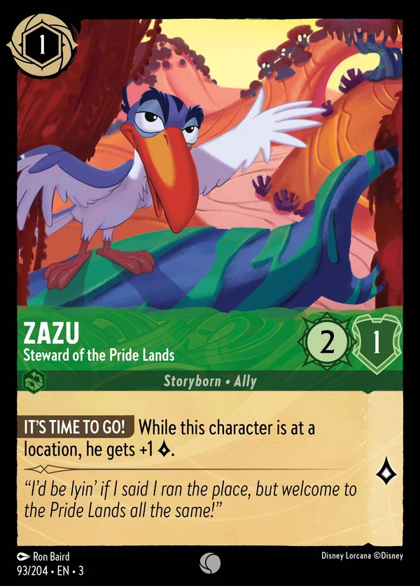Zazu - Steward of the Pride Lands — Disney Lorcana Character card from Into the Inklands