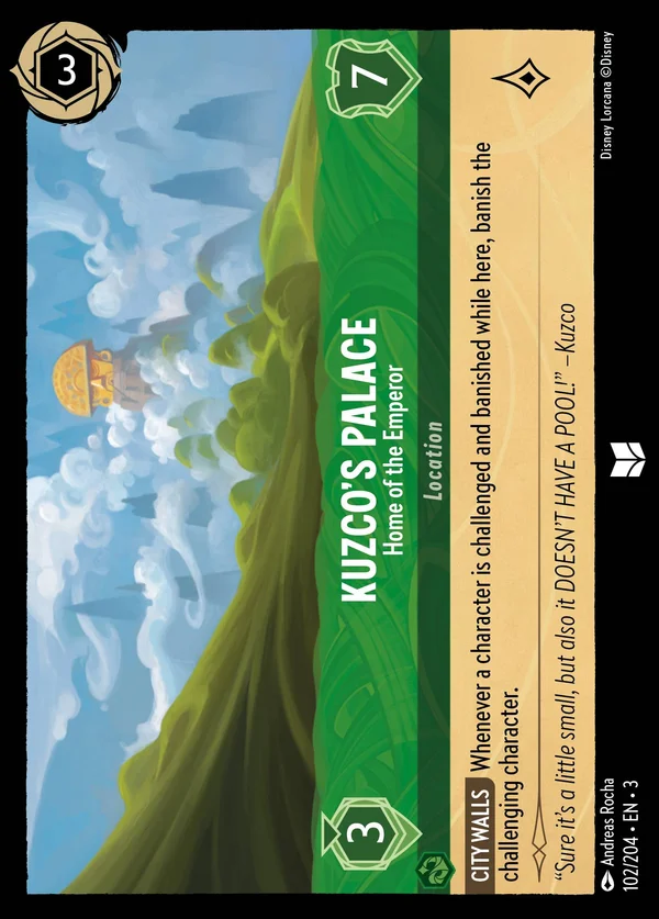 Kuzco's Palace - Home of the Emperor — Disney Lorcana Location card from Into the Inklands