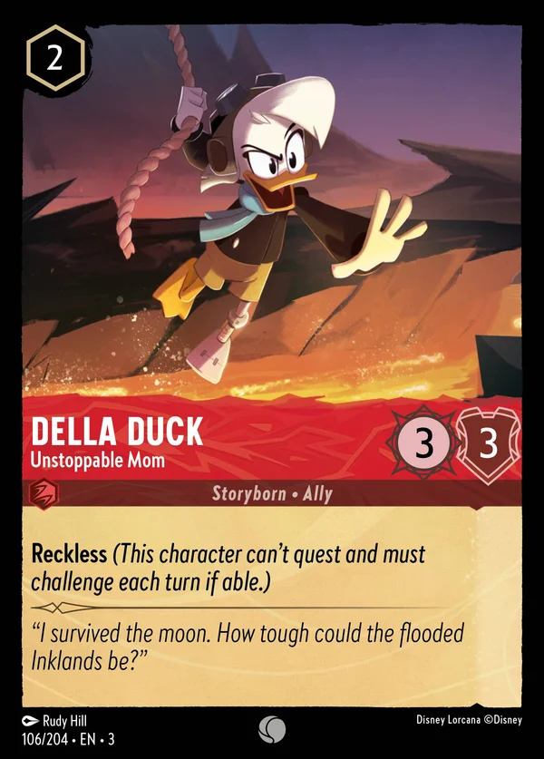 Della Duck - Unstoppable Mom — Disney Lorcana Character card from Into the Inklands