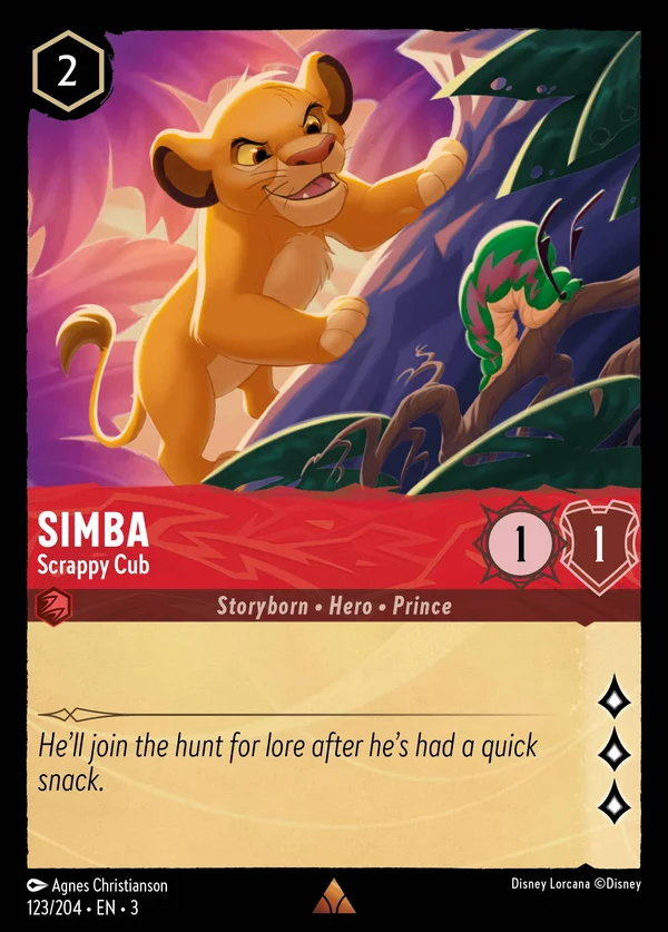 Simba - Scrappy Cub — Disney Lorcana Character card from Into the Inklands