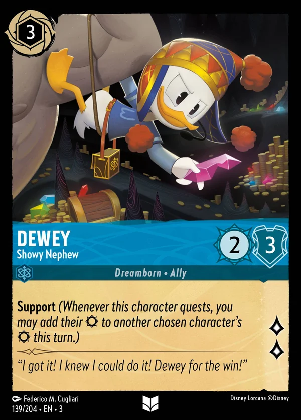 Dewey - Showy Nephew — Disney Lorcana Character card from Into the Inklands