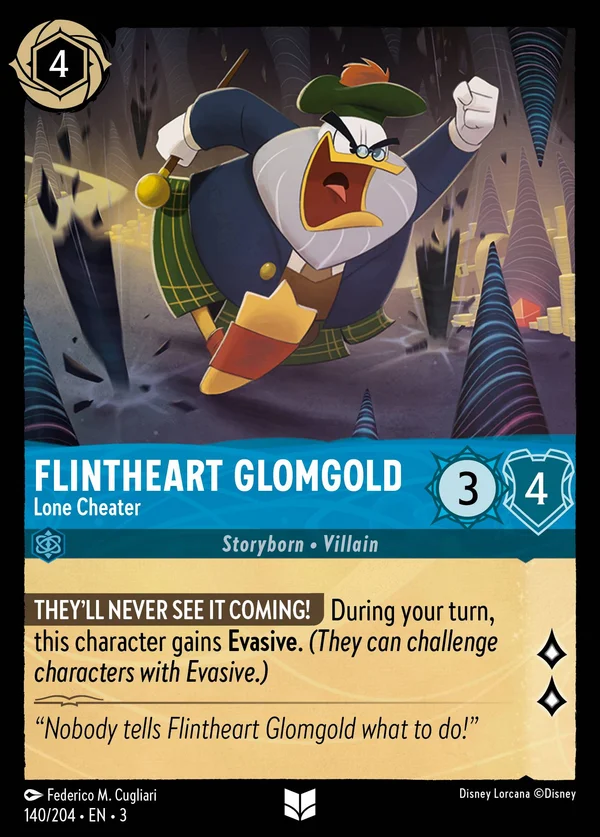 Flintheart Glomgold - Lone Cheater — Disney Lorcana Character card from Into the Inklands