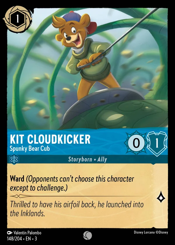 Kit Cloudkicker - Spunky Bear Cub — Disney Lorcana Character card from Into the Inklands