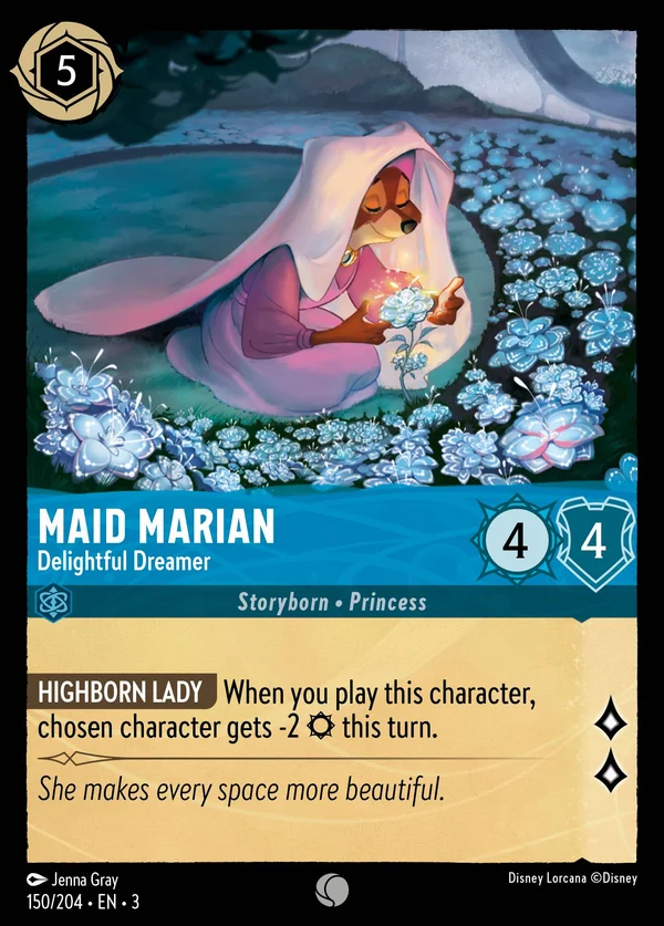 Maid Marian - Delightful Dreamer — Disney Lorcana Character card from Into the Inklands