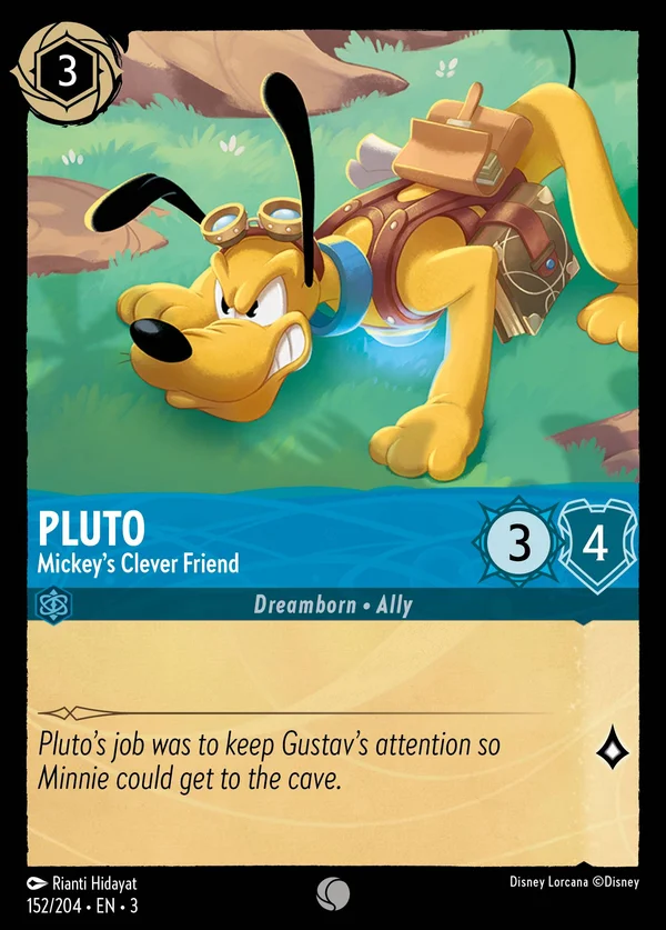 Pluto - Mickey's Clever Friend — Disney Lorcana Character card from Into the Inklands