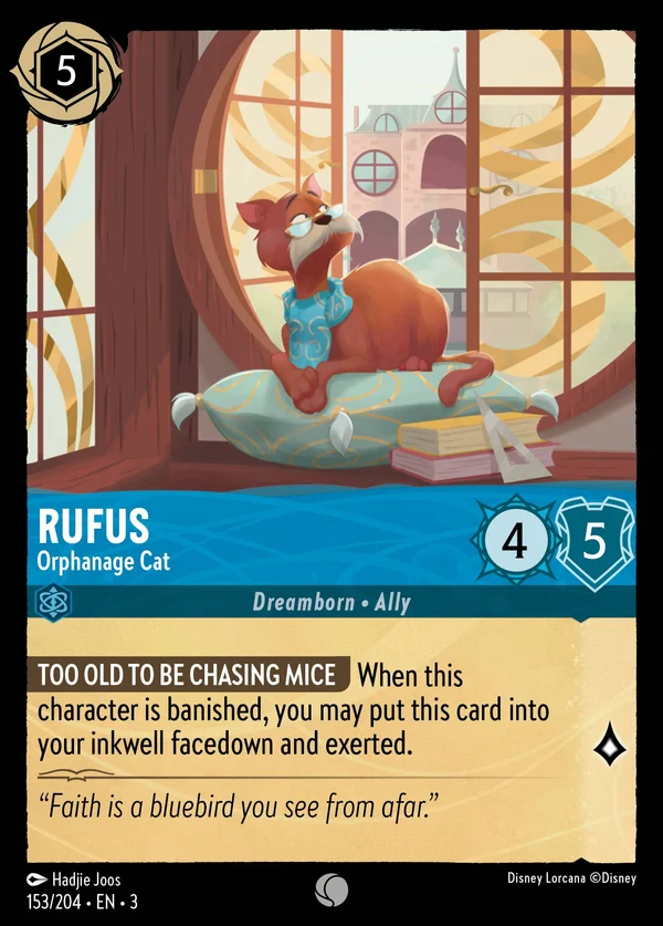 Rufus - Orphanage Cat — Disney Lorcana Character card from Into the Inklands