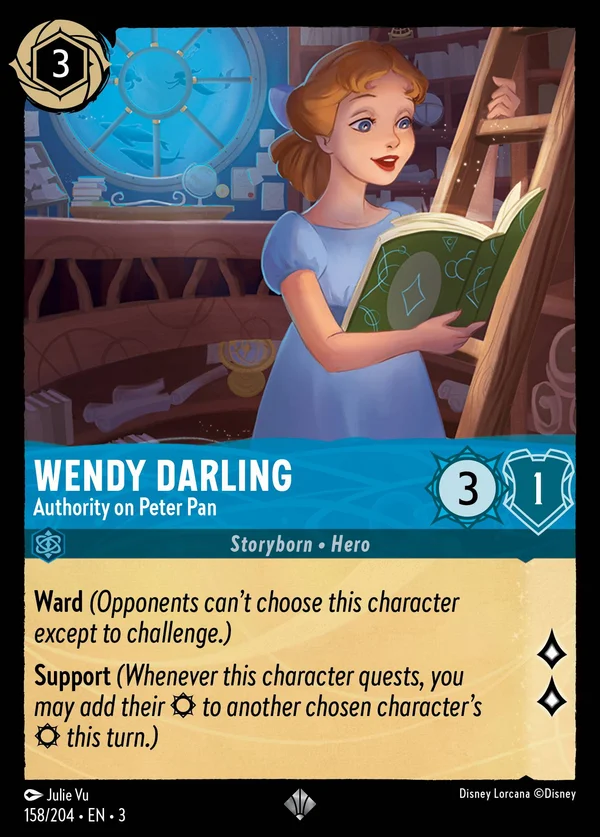 Wendy Darling - Authority on Peter Pan — Disney Lorcana Character card from Into the Inklands
