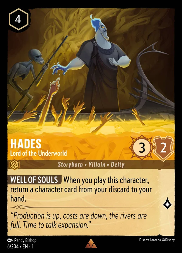 Hades - Lord of the Underworld — Disney Lorcana Character card from The First Chapter