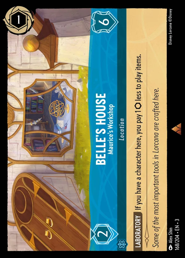 Belle's House - Maurice's Workshop — Disney Lorcana Location card from Into the Inklands