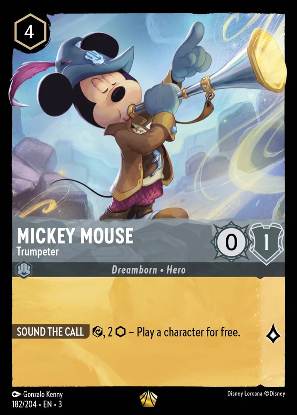 Mickey Mouse - Trumpeter — Disney Lorcana Character card from Into the Inklands