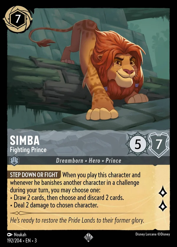 Simba - Fighting Prince — Disney Lorcana Character card from Into the Inklands
