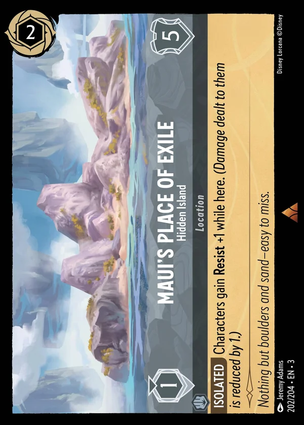 Maui's Place of Exile - Hidden Island — Disney Lorcana Location card from Into the Inklands