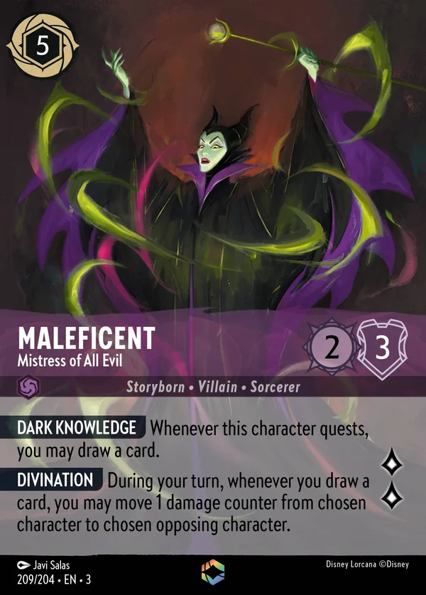 Maleficent - Mistress of All Evil — Disney Lorcana Character card from Into the Inklands