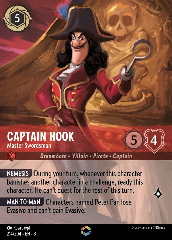 Captain Hook - Master Swordsman — Disney Lorcana Character card from Into the Inklands