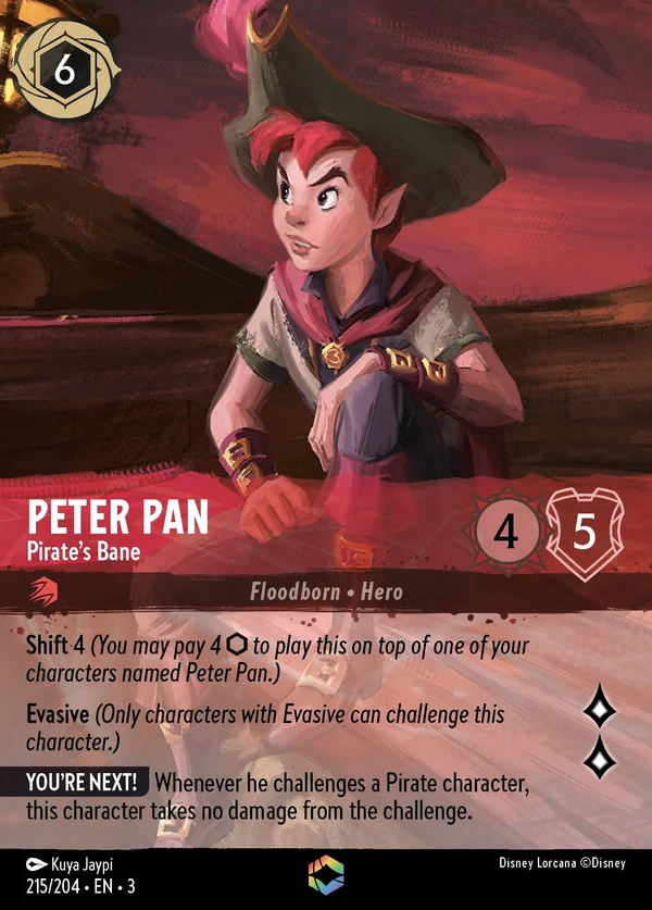Peter Pan - Pirate's Bane — Disney Lorcana Character card from Into the Inklands
