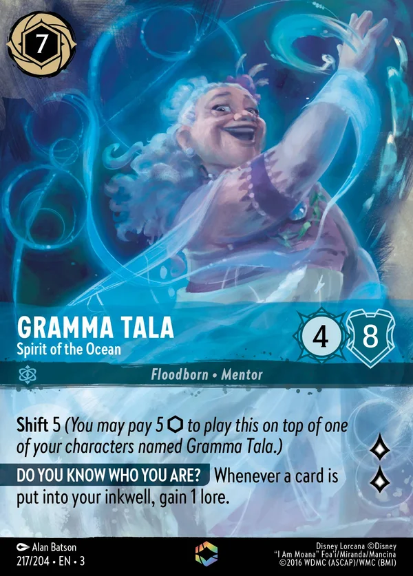 Gramma Tala - Spirit of the Ocean — Disney Lorcana Character card from Into the Inklands