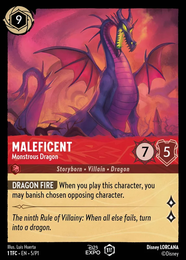 Maleficent - Monstrous Dragon — Disney Lorcana Character card from The First Chapter