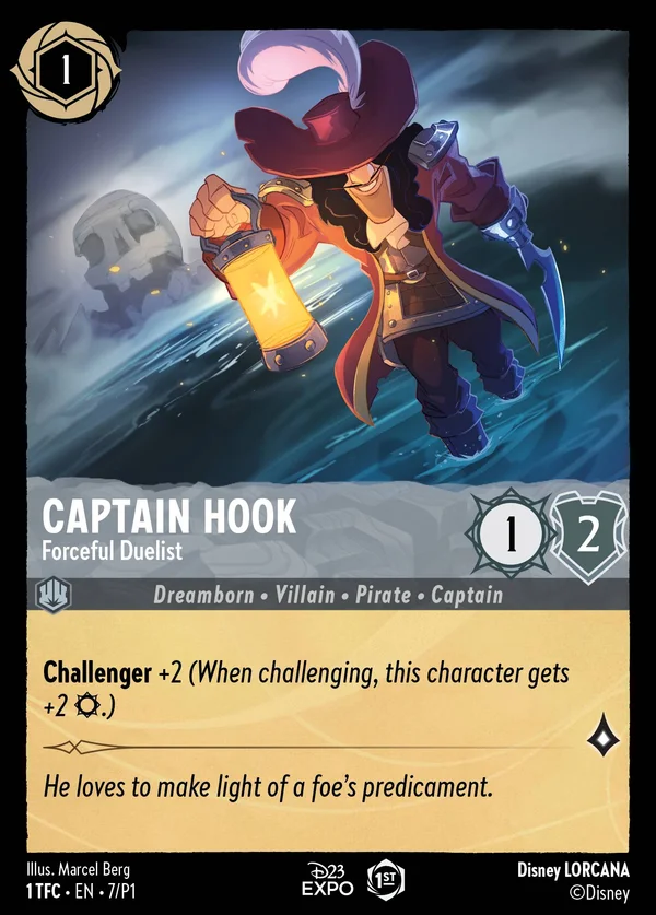 Captain Hook - Forceful Duelist — Disney Lorcana Character card from The First Chapter