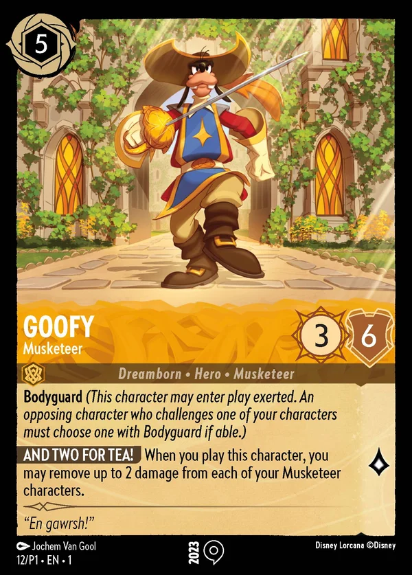 Goofy - Musketeer — Disney Lorcana Character card from The First Chapter