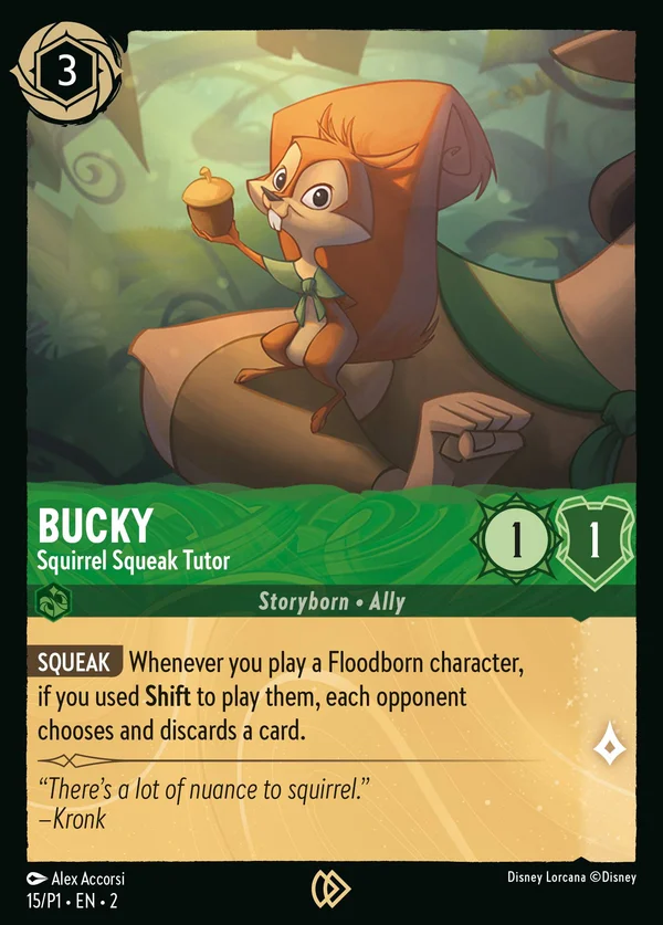 Bucky - Squirrel Squeak Tutor — Disney Lorcana Character card from Rise of the Floodborn