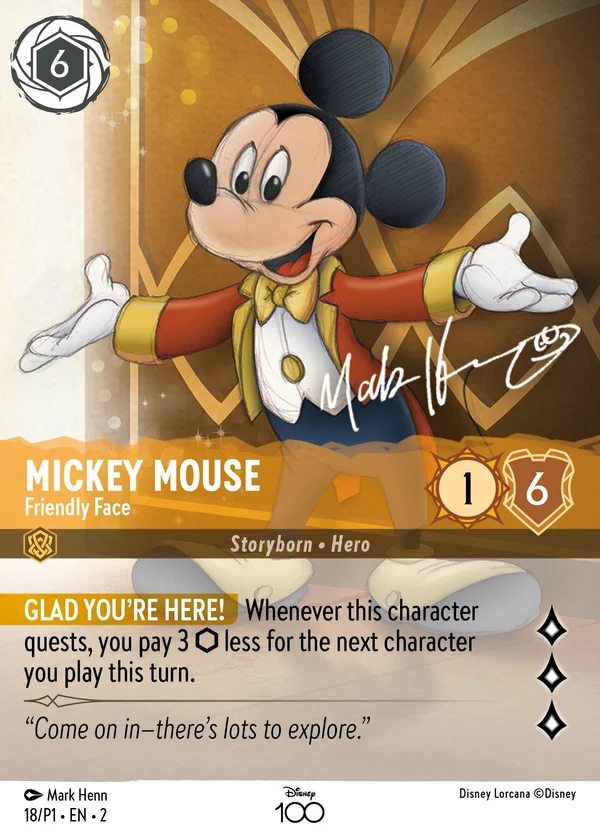 Mickey Mouse - Friendly Face — Disney Lorcana Character card from Rise of the Floodborn