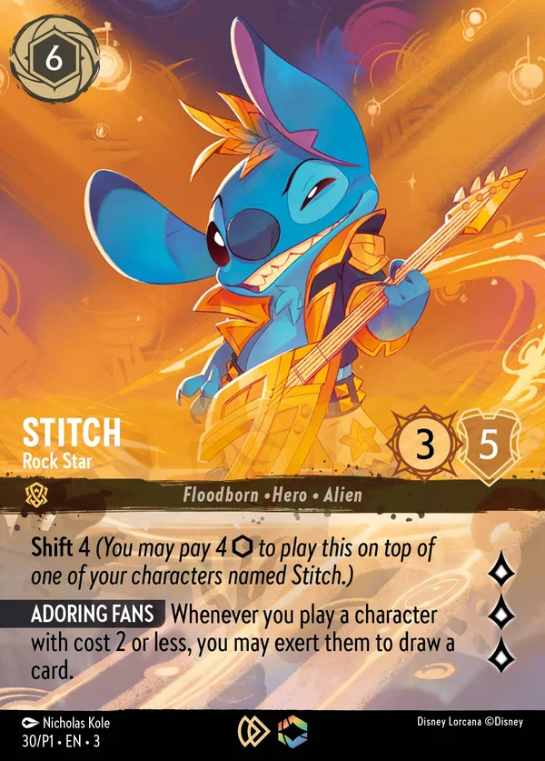 Stitch - Rock Star — Disney Lorcana Character card from Into the Inklands