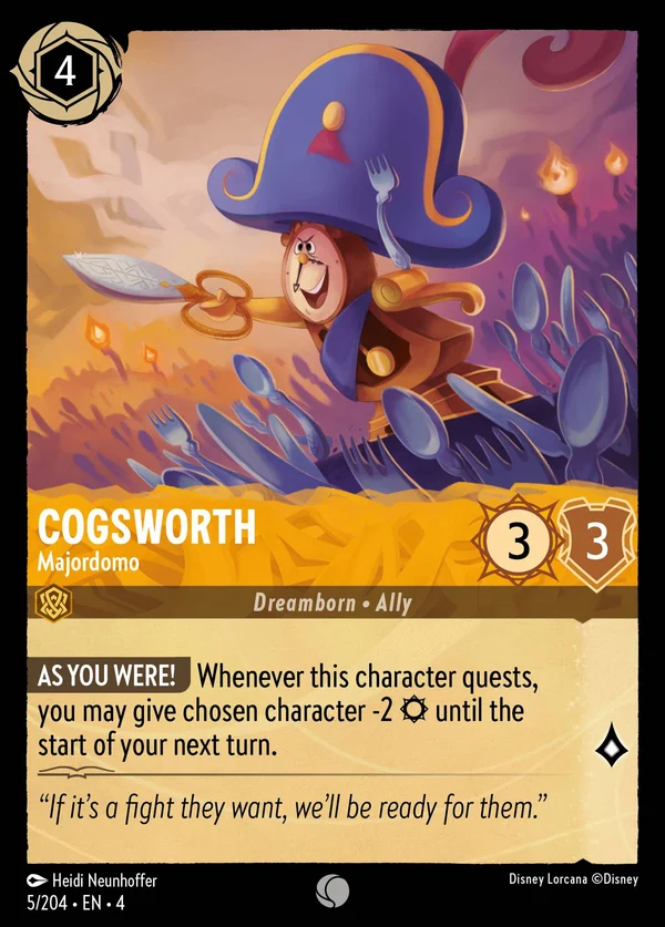 Cogsworth - Majordomo — Disney Lorcana Character card from Ursula's Return