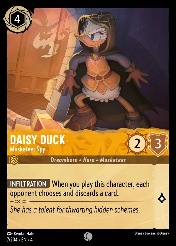 Daisy Duck - Musketeer Spy — Disney Lorcana Character card from Ursula's Return