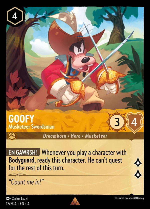 Goofy - Musketeer Swordsman — Disney Lorcana Character card from Ursula's Return