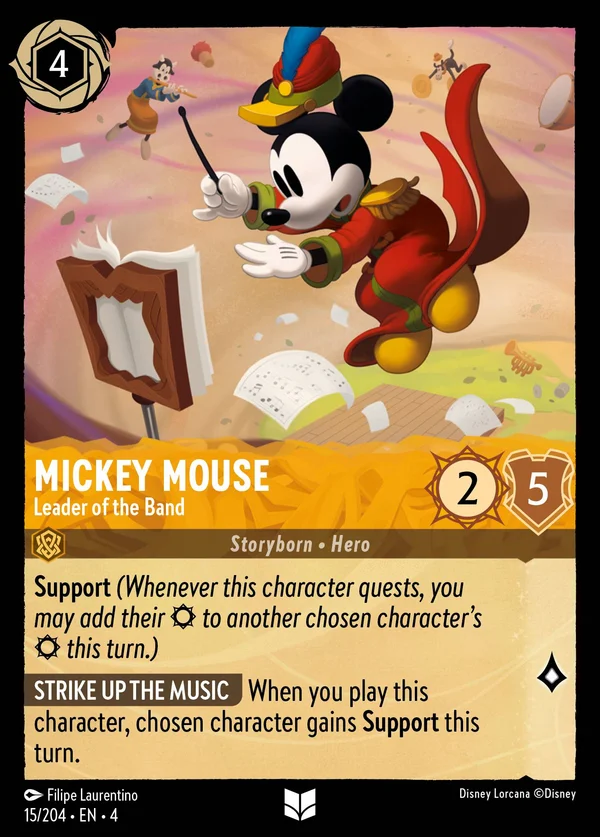 Mickey Mouse - Leader of the Band — Disney Lorcana Character card from Ursula's Return