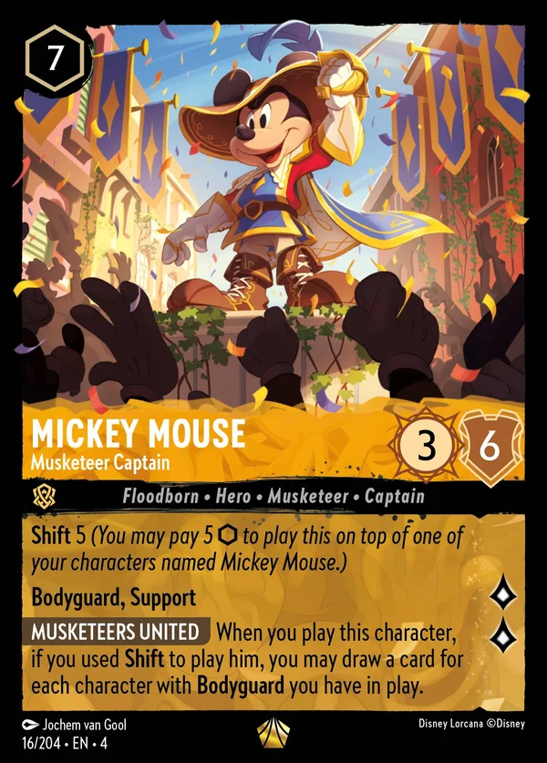 Mickey Mouse - Musketeer Captain — Disney Lorcana Character card from Ursula's Return