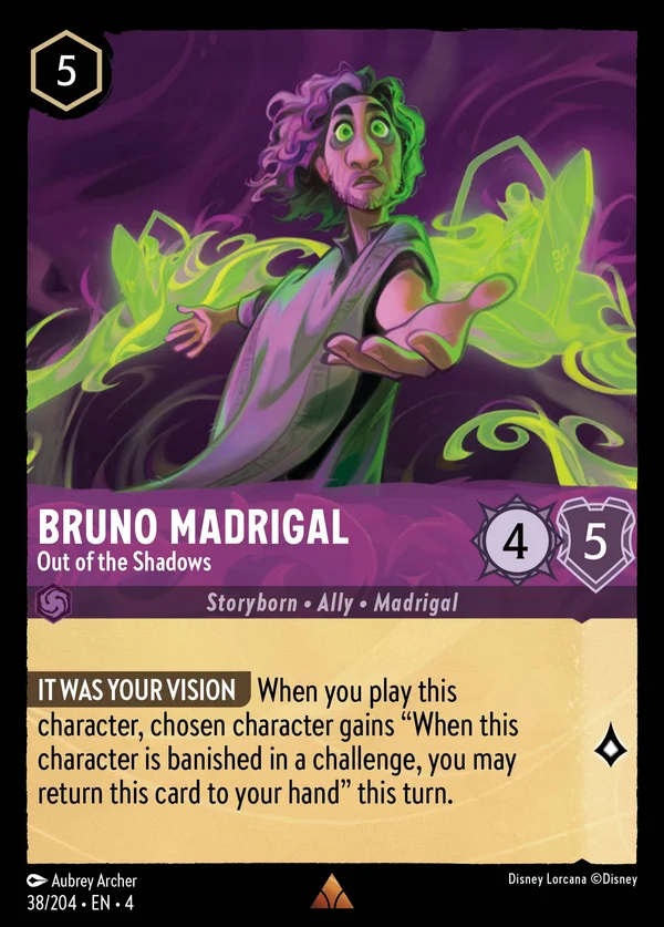 Bruno Madrigal - Out of the Shadows — Disney Lorcana Character card from Ursula's Return