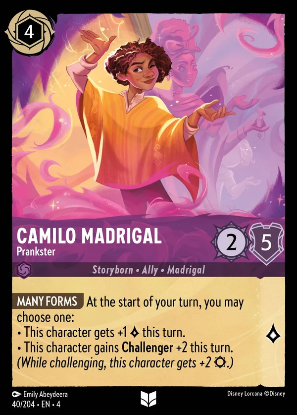 Camilo Madrigal - Prankster — Disney Lorcana Character card from Ursula's Return