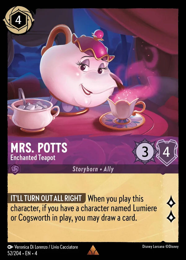 Mrs. Potts - Enchanted Teapot — Disney Lorcana Character card from Ursula's Return