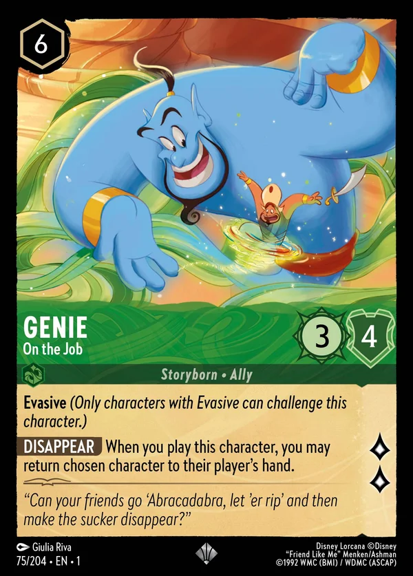 Genie - On the Job — Disney Lorcana Character card from The First Chapter