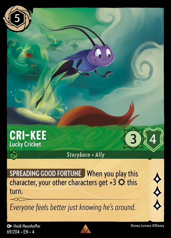 Cri-Kee - Lucky Cricket — Disney Lorcana Character card from Ursula's Return