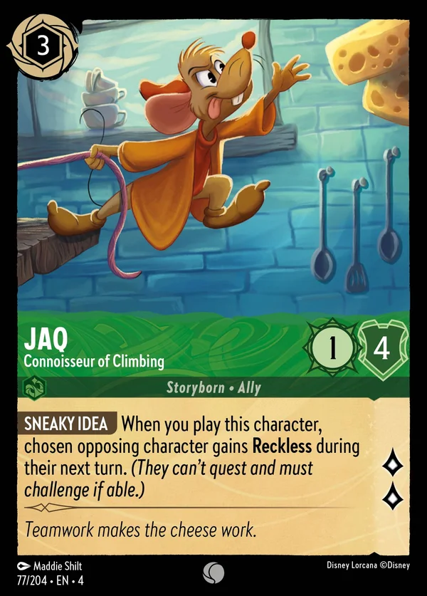 Jaq - Connoisseur of Climbing — Disney Lorcana Character card from Ursula's Return