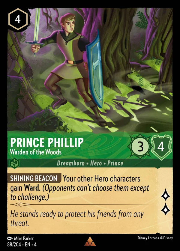 Prince Phillip - Warden of the Woods — Disney Lorcana Character card from Ursula's Return