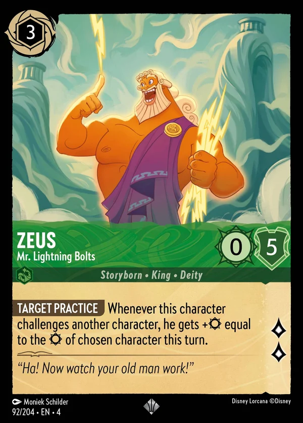 Zeus - Mr. Lightning Bolts — Disney Lorcana Character card from Ursula's Return
