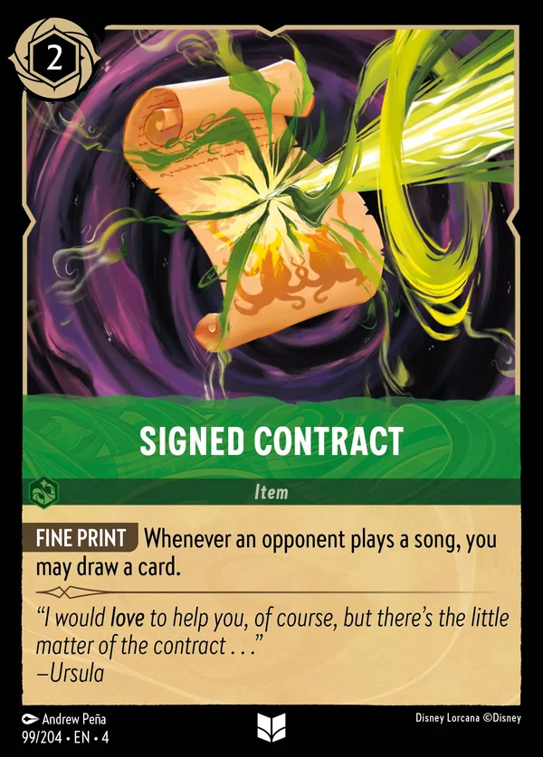 Signed Contract — Disney Lorcana Item card from Ursula's Return