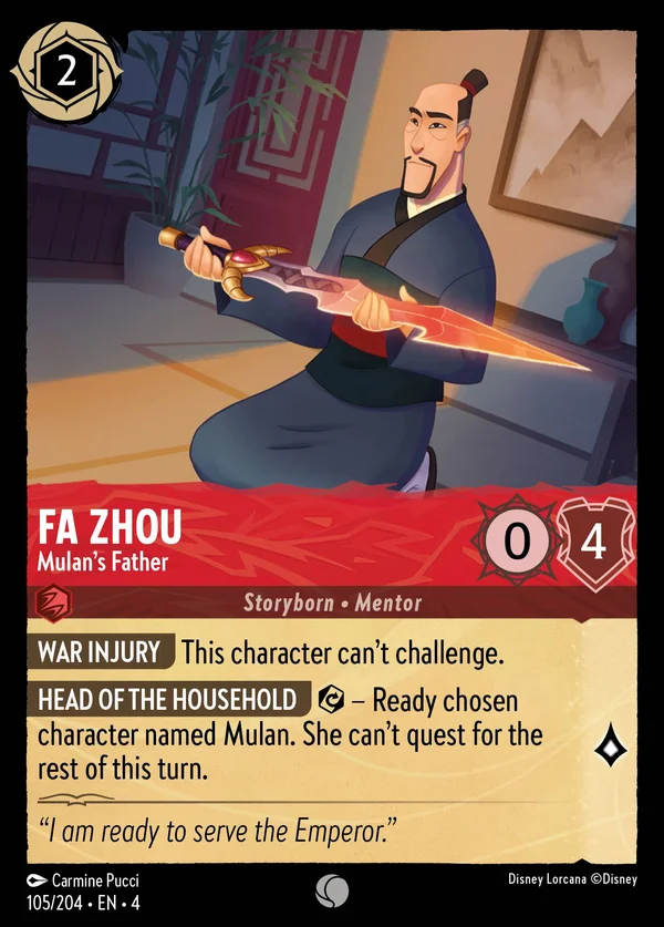 Fa Zhou - Mulan's Father — Disney Lorcana Character card from Ursula's Return