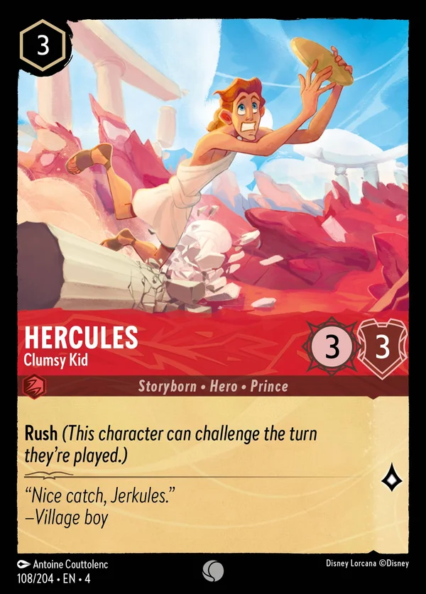 Hercules - Clumsy Kid — Disney Lorcana Character card from Ursula's Return
