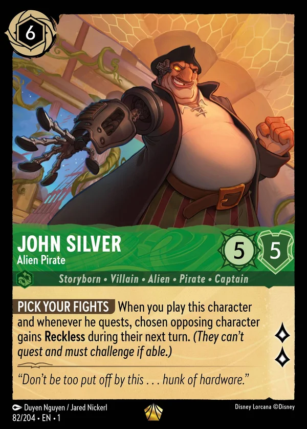 John Silver - Alien Pirate — Disney Lorcana Character card from The First Chapter