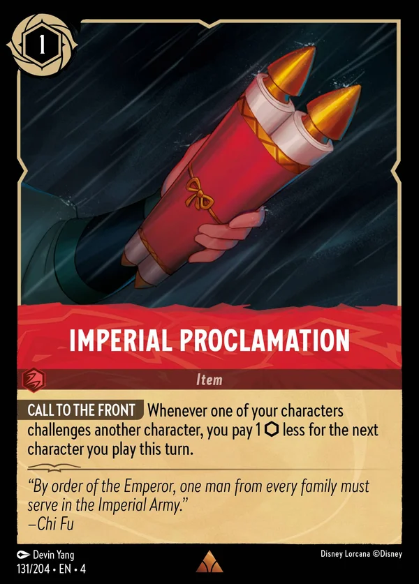 Imperial Proclamation — Disney Lorcana Item card from Ursula's Return