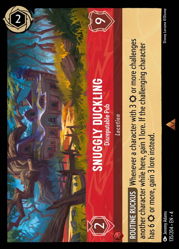 Snuggly Duckling - Disreputable Pub — Disney Lorcana Location card from Ursula's Return
