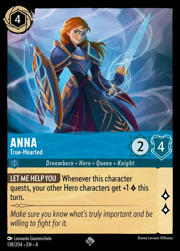 Anna - True-Hearted — Disney Lorcana Character card from Ursula's Return