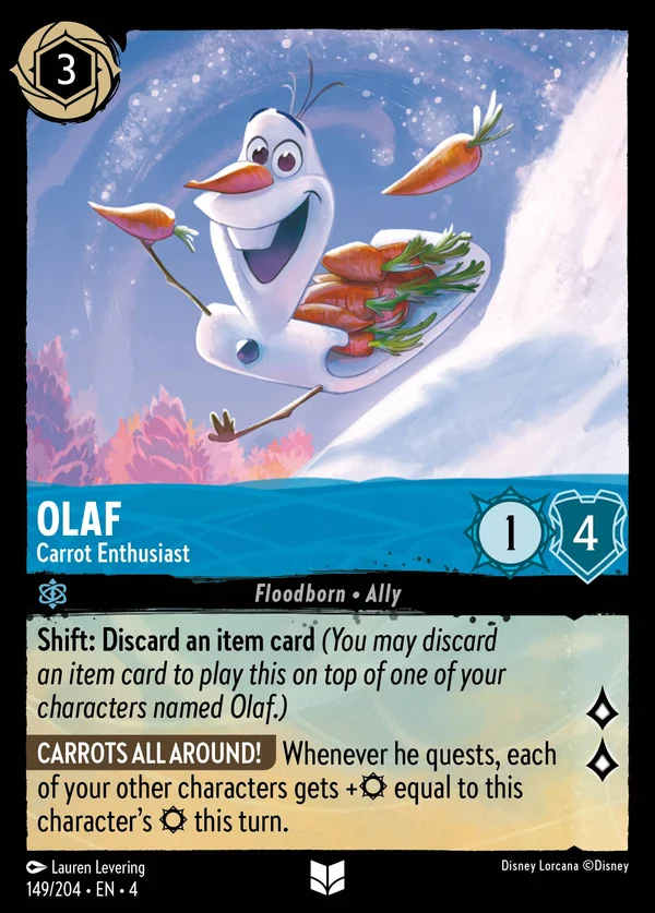 Olaf - Carrot Enthusiast — Disney Lorcana Character card from Ursula's Return