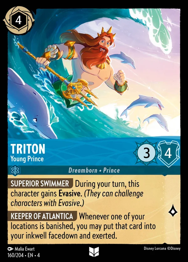 Triton - Young Prince — Disney Lorcana Character card from Ursula's Return