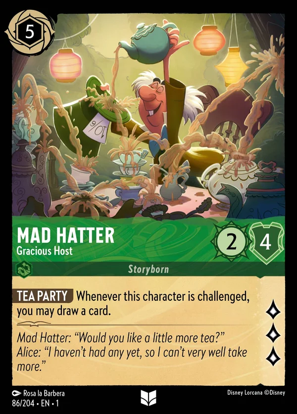 Mad Hatter - Gracious Host — Disney Lorcana Character card from The First Chapter